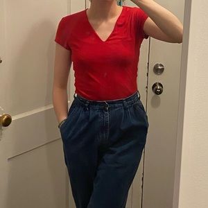 Red V-neck
